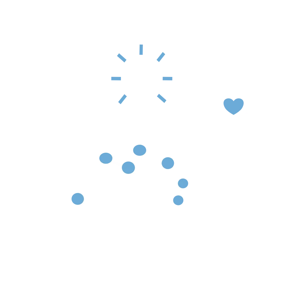 Flat illustration of a lightbulb above scattered dots suggesting bespoke ideas coming together